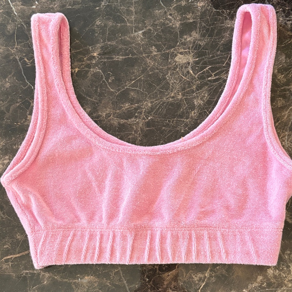 Zara Soft Pink Terry Crop Top